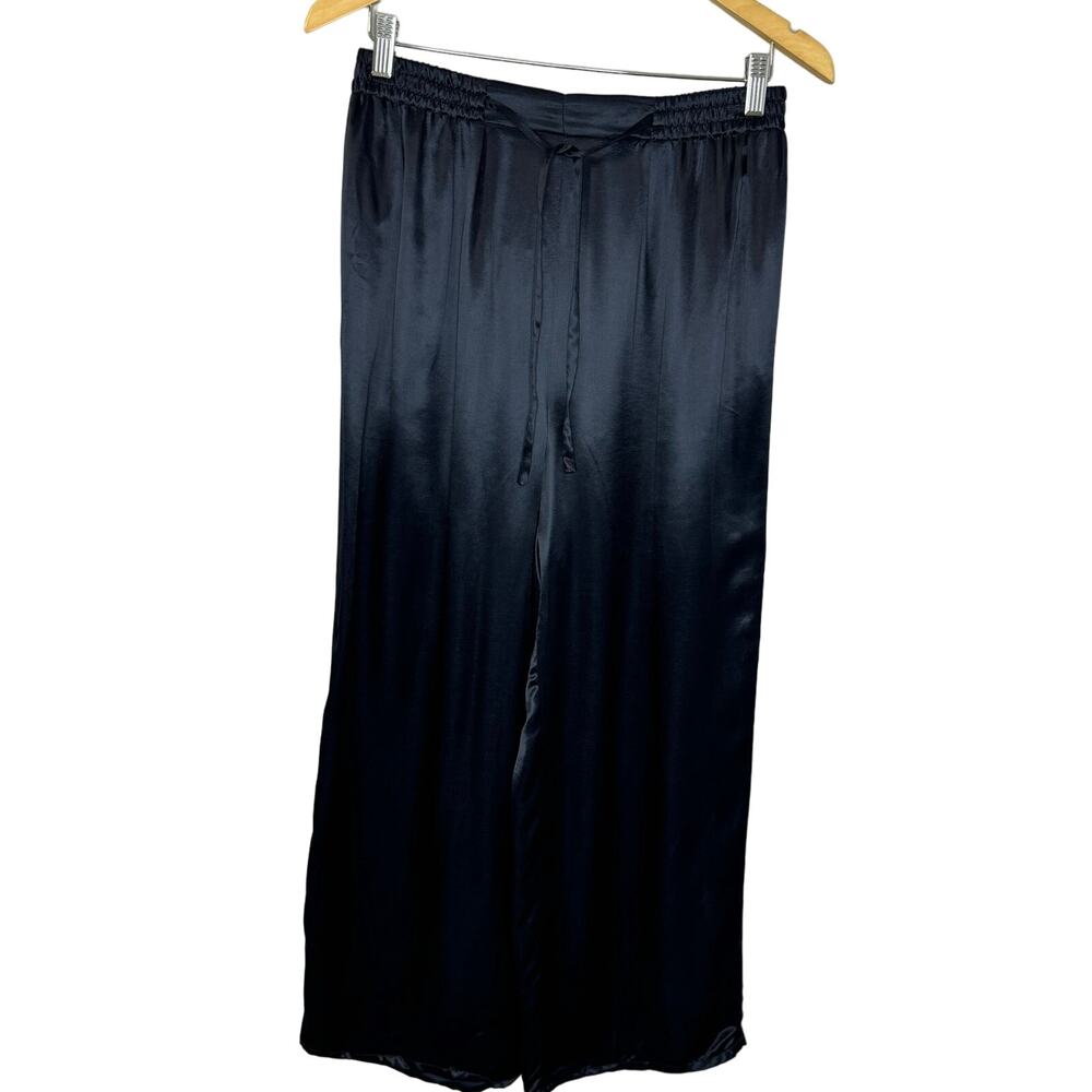 Mondi silky Rayon Elastic Waist Pull on Pant Cropped Wide Leg Elegant Women's L